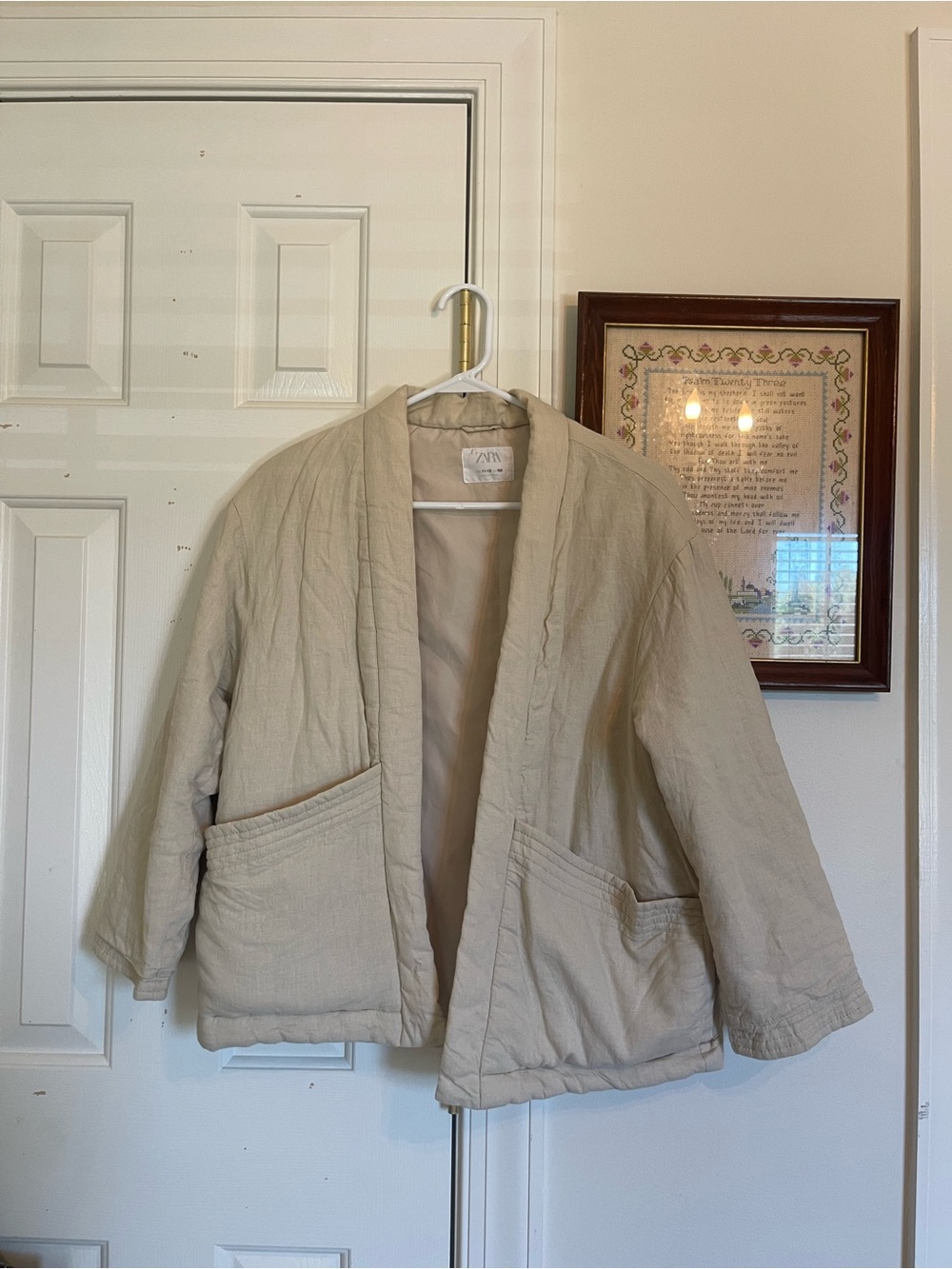 Zara Women's Beige Jacket - Relaxed Open Front